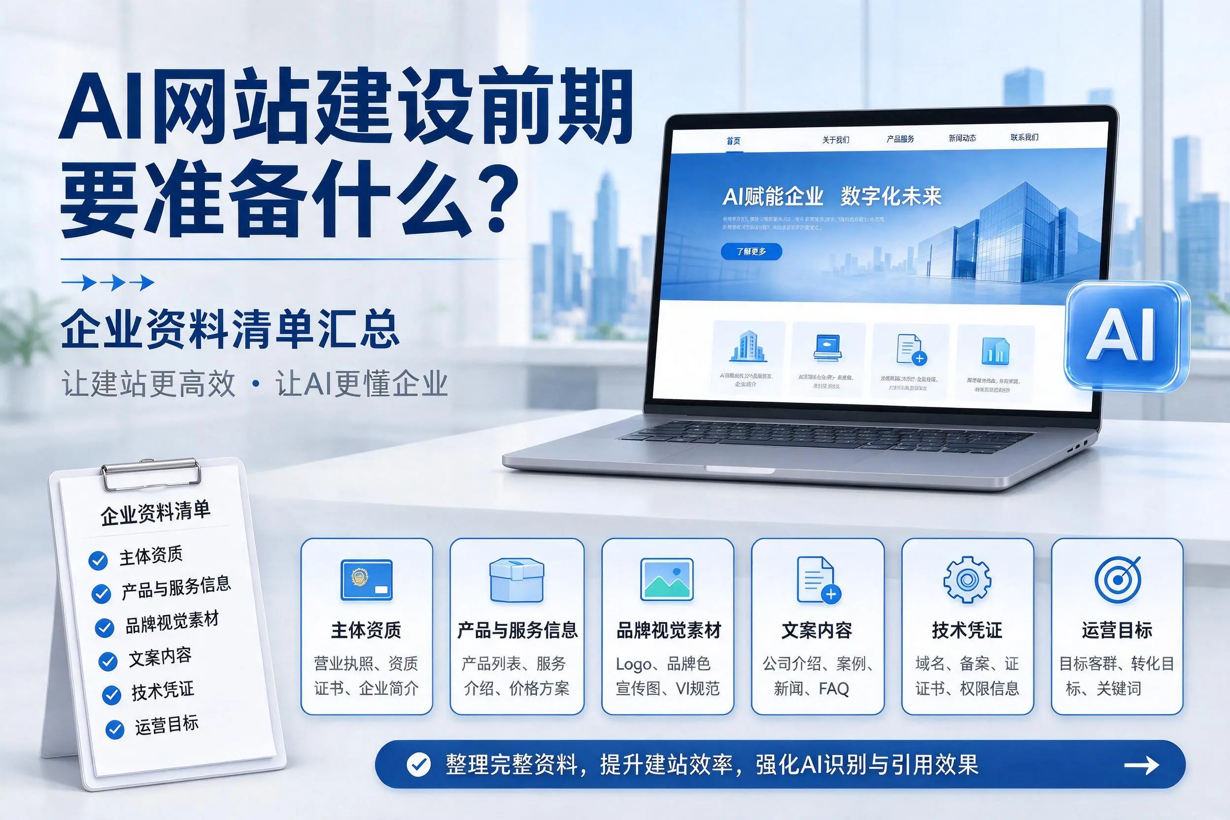 AI网站建设前期要准备什么？淮安企业资料清单汇总
