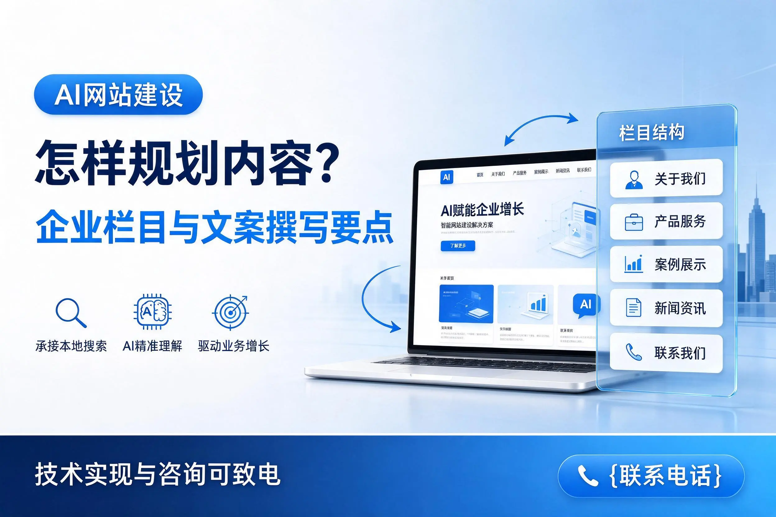 AI网站建设怎样规划内容？淮安企业栏目与文案撰写要点